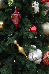 Christmas tree. New Year decorations: balls for fir-tree. Elements of New Year decor to create...
