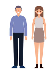 Woman and man cartoons couple smiling design, Person people and human theme Vector illustration