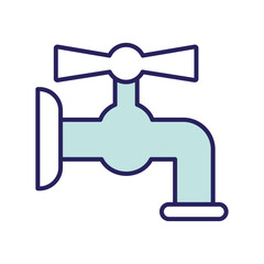 Water tap line and fill style icon design, Clean faucet liquid drink wet kitchen home stream wash and macro theme Vector illustration