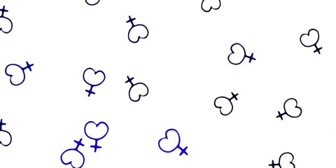 Light Purple, Pink vector texture with women's rights symbols.