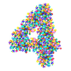 Numbers from Group of Multicolor Balls. Number 4
