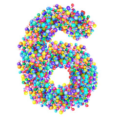 Numbers from Group of Multicolor Balls. Number 6