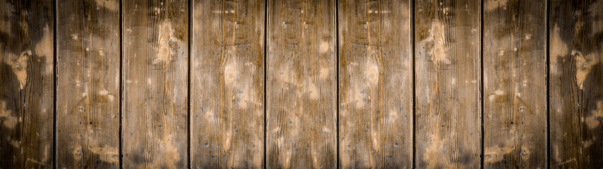 Fototapeta premium old brown rustic dark wooden texture - wood background panorama long banner