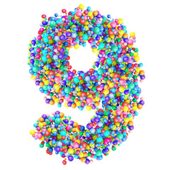 Numbers from Group of Multicolor Balls. Number 9