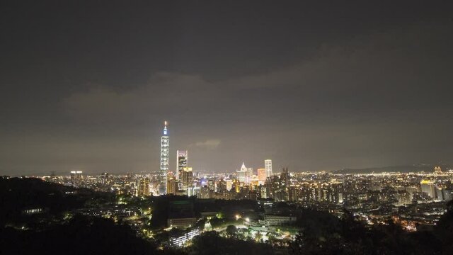 Beautiful night Taiwan Taipei skyline shot HLG film in Hushan