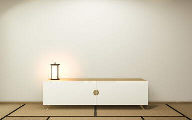 cabinet in japanese living room on white wall background,3d rendering