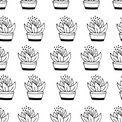 Cactus pattern. Vector images seamless.