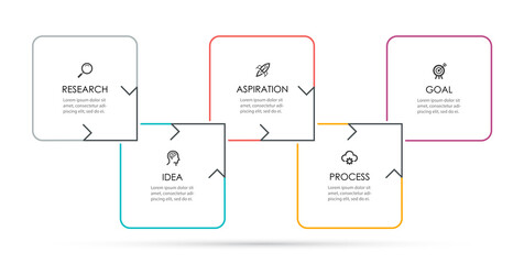 Business Infographic template. Thin line design with icons and 5 options or steps.