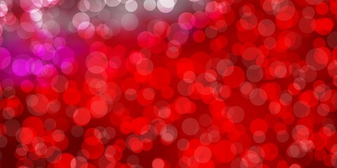 Light Red vector backdrop with dots. Abstract colorful disks on simple gradient background. Design for your commercials.