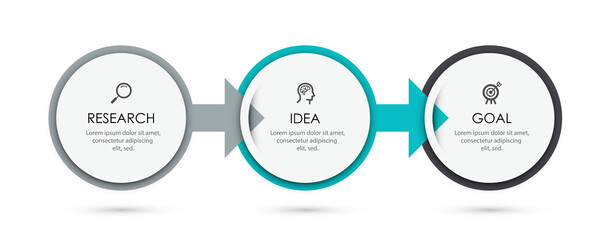 Vector Infographic label design template with icons and 3 options or steps. Can be used for process diagram, presentations, workflow layout, banner, flow chart, info graph.