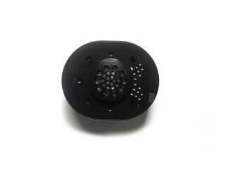 Black color over the ear headphones without ear pads cushion on white background