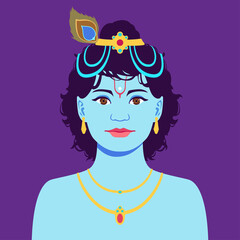 Portrait of little Krishna. Happy krishna janmashtami.