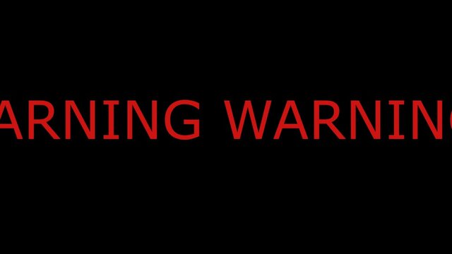 warning message animated text lettering moving phrase red text on black background 
