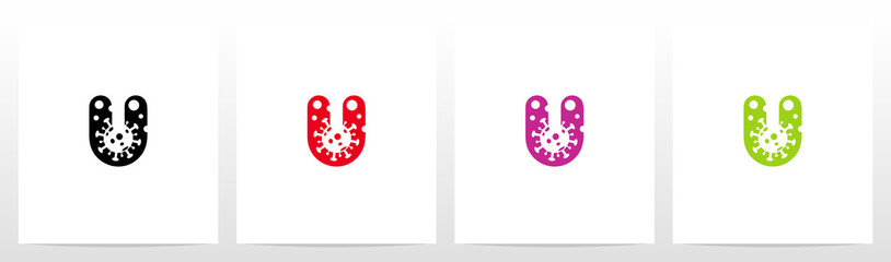 Corona Virus On Letter Logo Design U © recehan