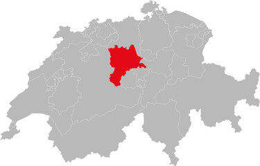 Lucerne canton isolated on Switzerland map. Gray background. Backgrounds and Wallpapers.