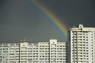 rainbow over city