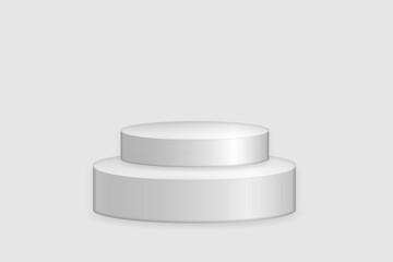 Round podium. Stage with scenic lights.