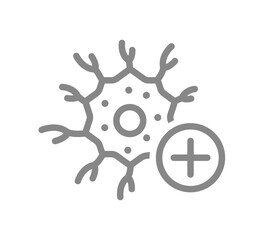 Nerve cell with plus line icon. Healthy neuron symbol