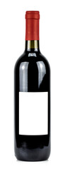 bottle of red wine on a white background.