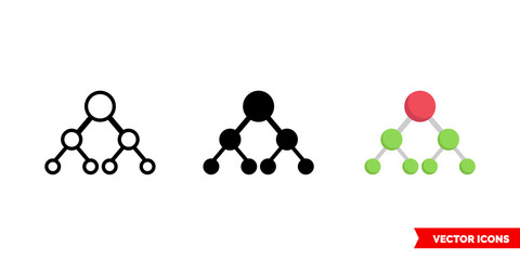 Hierarchical structure icon of 3 types. Isolated vector sign symbol.