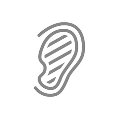 Sore human ear line icon. Hearing organ illness, misophonia symbol