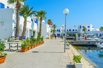 The promenade along marina, Monastir, Tunisia