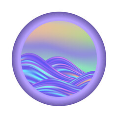 Obraz premium Sunset sea waves, holographic colorful emblem, rainbow pastel design. Logo for travel or tourism, vector illustration