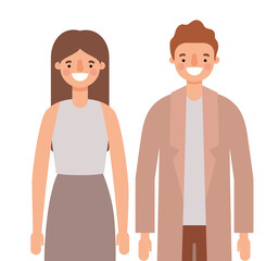 Woman and man cartoons couple smiling design, Person people and human theme Vector illustration