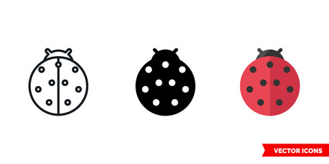 Ladybug icon of 3 types. Isolated vector sign symbol. © mr.GAS