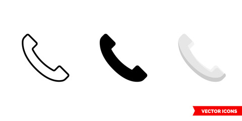Phone icon of 3 types. Isolated vector sign symbol.