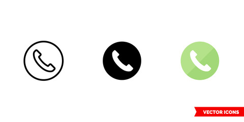Phone icon of 3 types. Isolated vector sign symbol.
