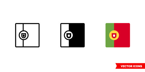 Portugal flag icon of 3 types. Isolated vector sign symbol.