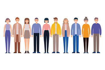 Women and men avatars cartoons smiling design, Person people and human theme Vector illustration