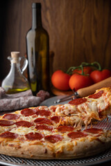 pepperoni pizza with melting cheese