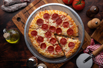 pepperoni pizza with melting cheese