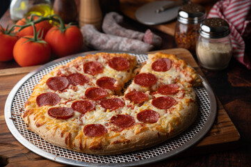 pepperoni pizza with melting cheese
