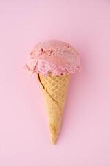 strawberry ice cream on colorful background