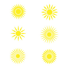 Sun icons collection on white background. Icon symbol design. Vector illustration.