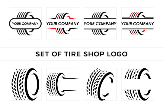 Set of tire shop logo vector