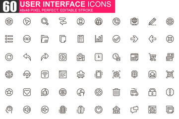 User interface thin line icon set. Organization and management outline pictograms for website and mobile application. User menu simple UI, UX vector icons. 48x48 pixel perfect linear pictogram pack.
