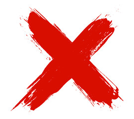 Red x sign in grunge style