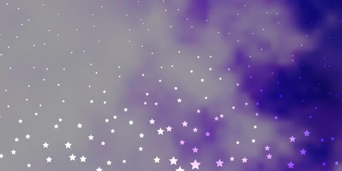 Dark Purple vector layout with bright stars. Colorful illustration in abstract style with gradient stars. Design for your business promotion.
