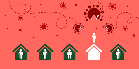 Vector COVID-19 virus be different unique danger concept flat infographic. Person outside the home are not protected prevent because of the coronavirus epidemic outbreak. Not detained self at home.