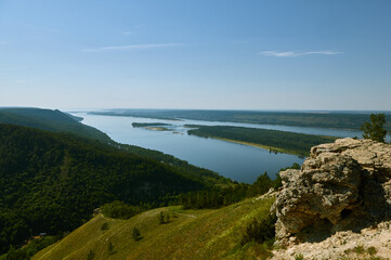 Fototapeta na wymiar View of the Volga river from the Zhiguli mountains.