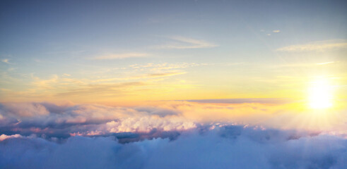 Beautiful sunrise cloudy sky from aerial view