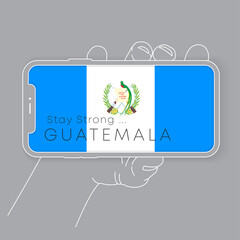 Hand holding smartphone with national flag and encouraging message : Vector Illustration