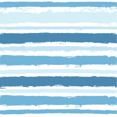 Fototapeta premium Hand drawn striped pattern, baby blue navy stripe seamless background, childish pastel brush strokes. vector grunge stripes, cute paintbrush line