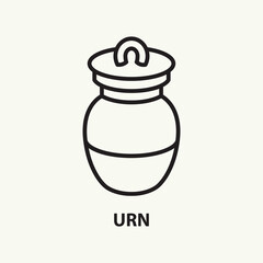 Urn with ashes line icon. Thin linear sign. Design for funeral agency. Vector illustration.