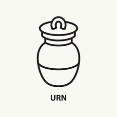Urn with ashes line icon. Thin linear sign. Design for funeral agency. Vector illustration.