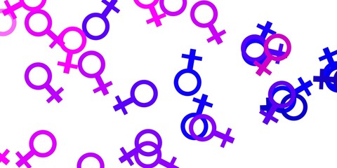 Light Purple, Pink vector texture with women's rights symbols.